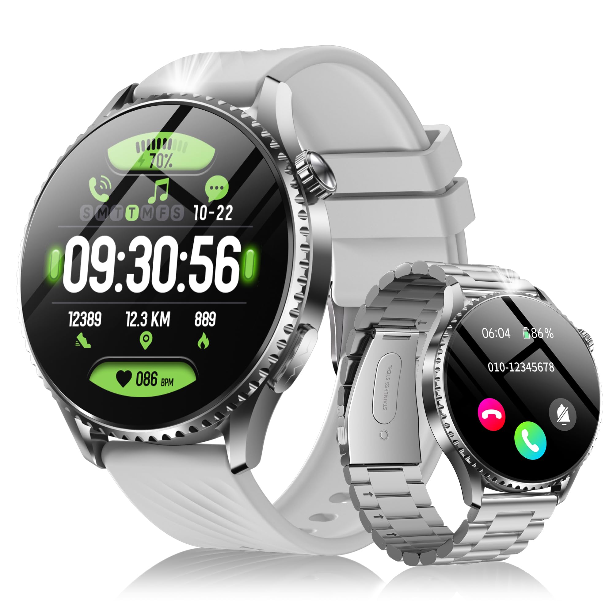 【新品未使用】　スマートウォッチST30 25日間バッテリー ディスプレイ 1.56インチ Amazon | スマートウォッチST30 ：円形 丸形 登山 アウトドア 25日間