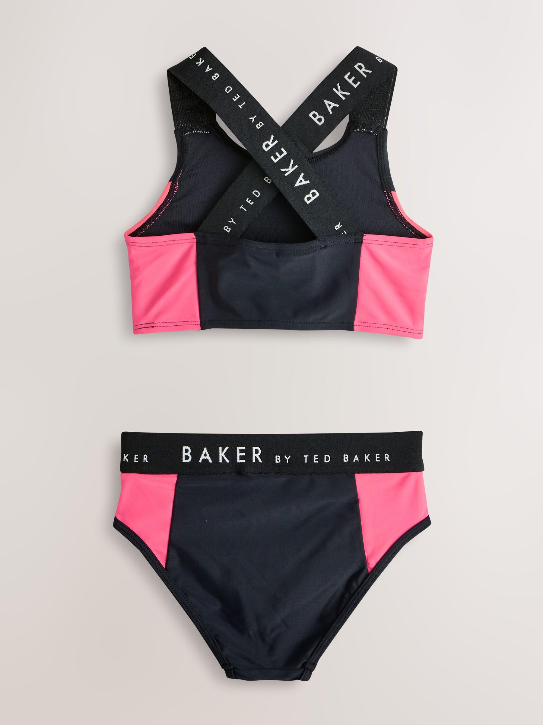Ragazza Set 2 Pezzi Bikini Nero a Blocchi di Colore