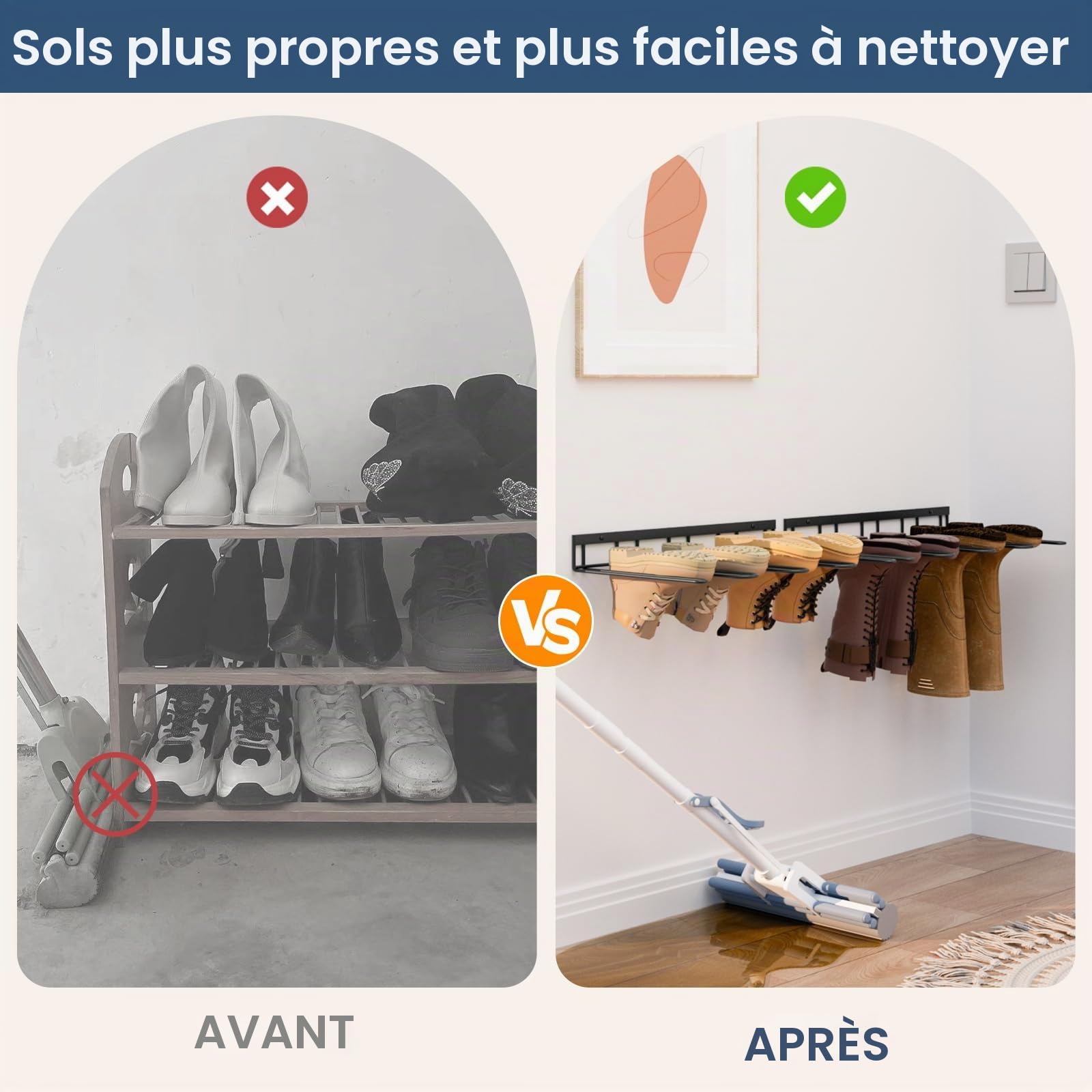 zacurter Support mural pour bottes en caoutchouc pour 4 paires - Support de rangement en métal pour extérieur et intérieur - Étagère de rangement pour chaussures pour entrée, garage