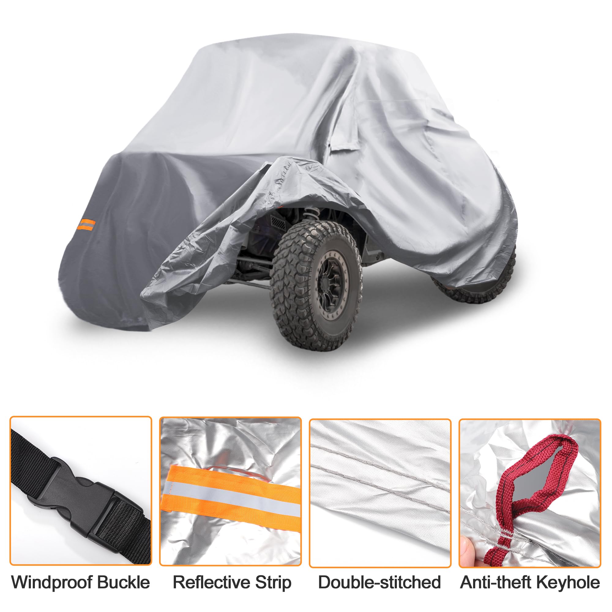 QUARKZMAN UTV-Abdeckung Für Polaris Wasserdicht Outdoor 1Stk 210D-PU | Für Honda, Größe 310x180x175cm, PU-Beschichtung, Zweifaden-Naht, UV-Schutz, Winddicht, Aufbewahrungstasche