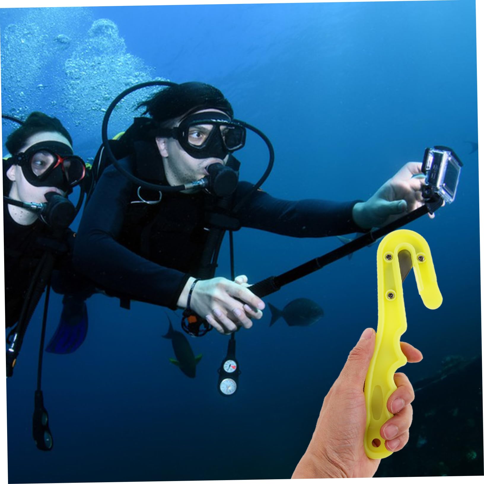 Yardwe Sturdy Underwater Rope Cutting Tool Emergency Line Slicer for Divers Snorkeling Fishing Yellow Convenient