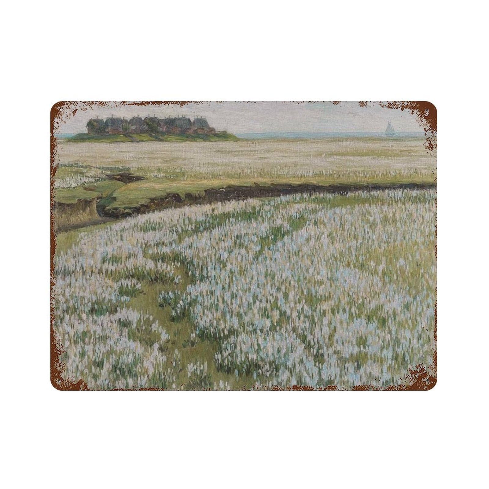 xiaoxiaoshen A Meadow in Full Bloom, A Vintage Oil Painting Wall Decor Art Metal Tin Poster Modern Home Decor Art Home Bar Shop Decorations Vintage Sign 30x40cm