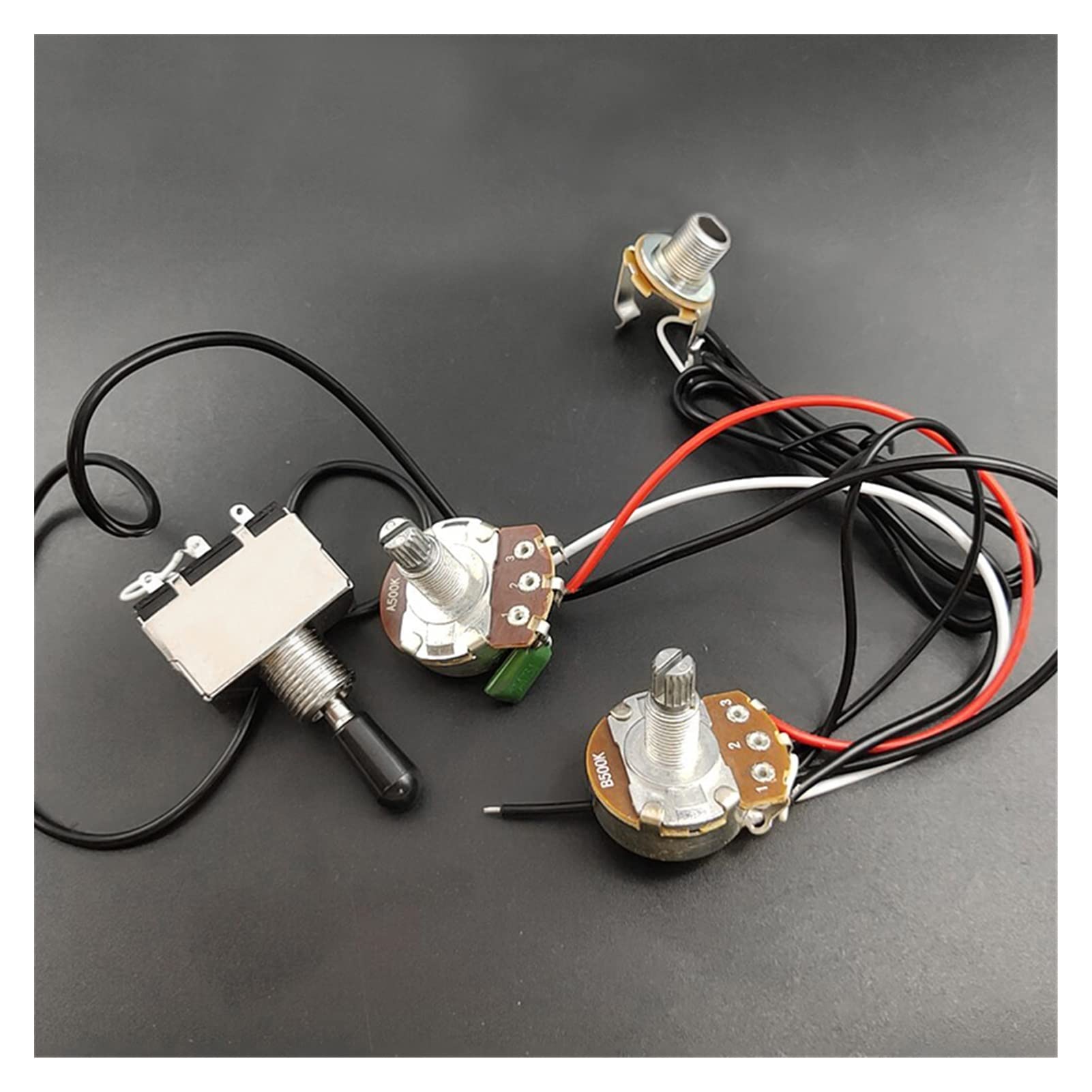 TSTS Harnais De Câblage De Guitare Électrique Prétouré Deux Pick-up 500k Gros Pots 3 Voies Convertisseur Kit Faisceau câbles Guitare