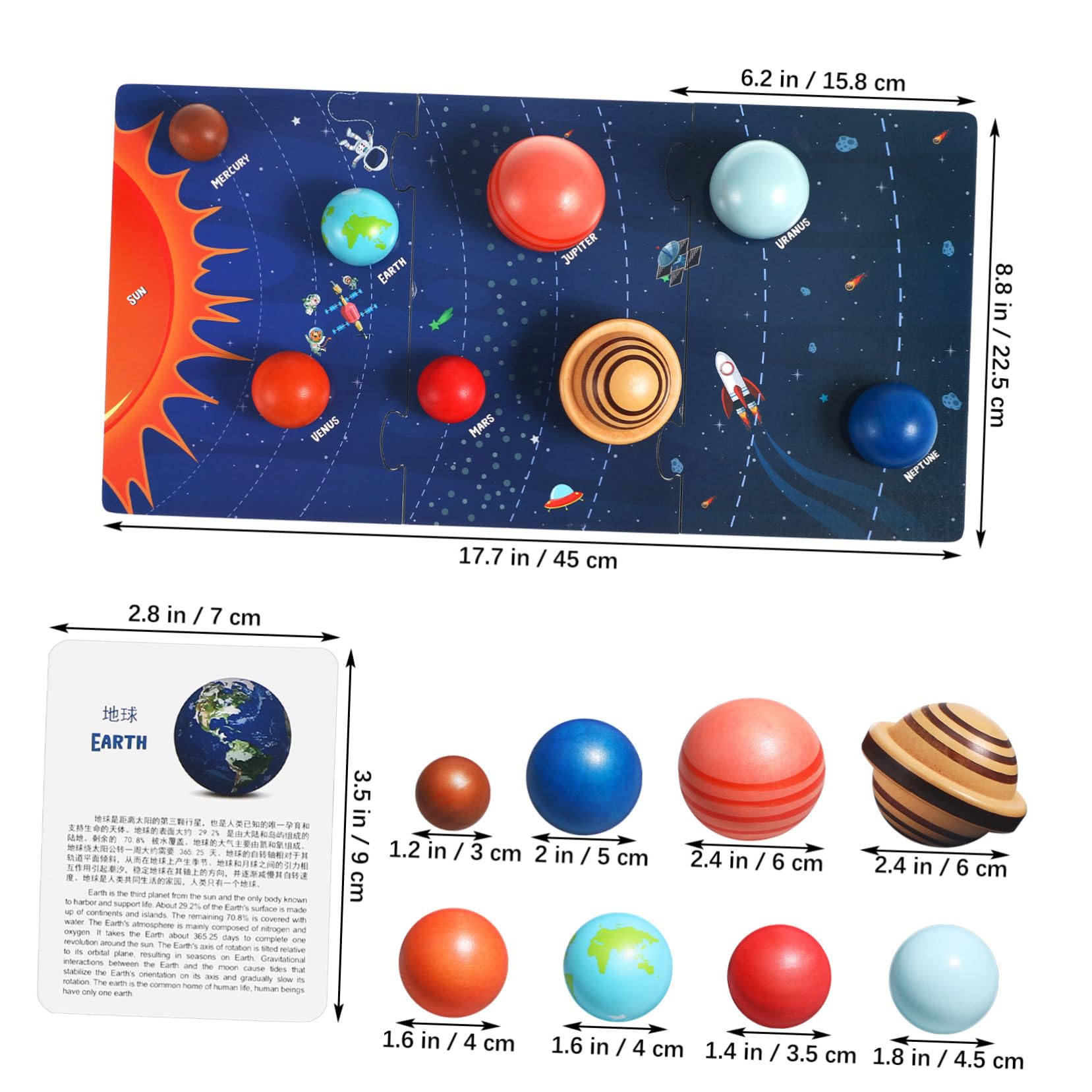 NOLITOY Puzzle de Planetas de Madera para Modelo Educativo del Sistema Solar Juguete Didáctico Seguro para Aprendizaje Espacial Regalo Interactivo para Años Adelante
