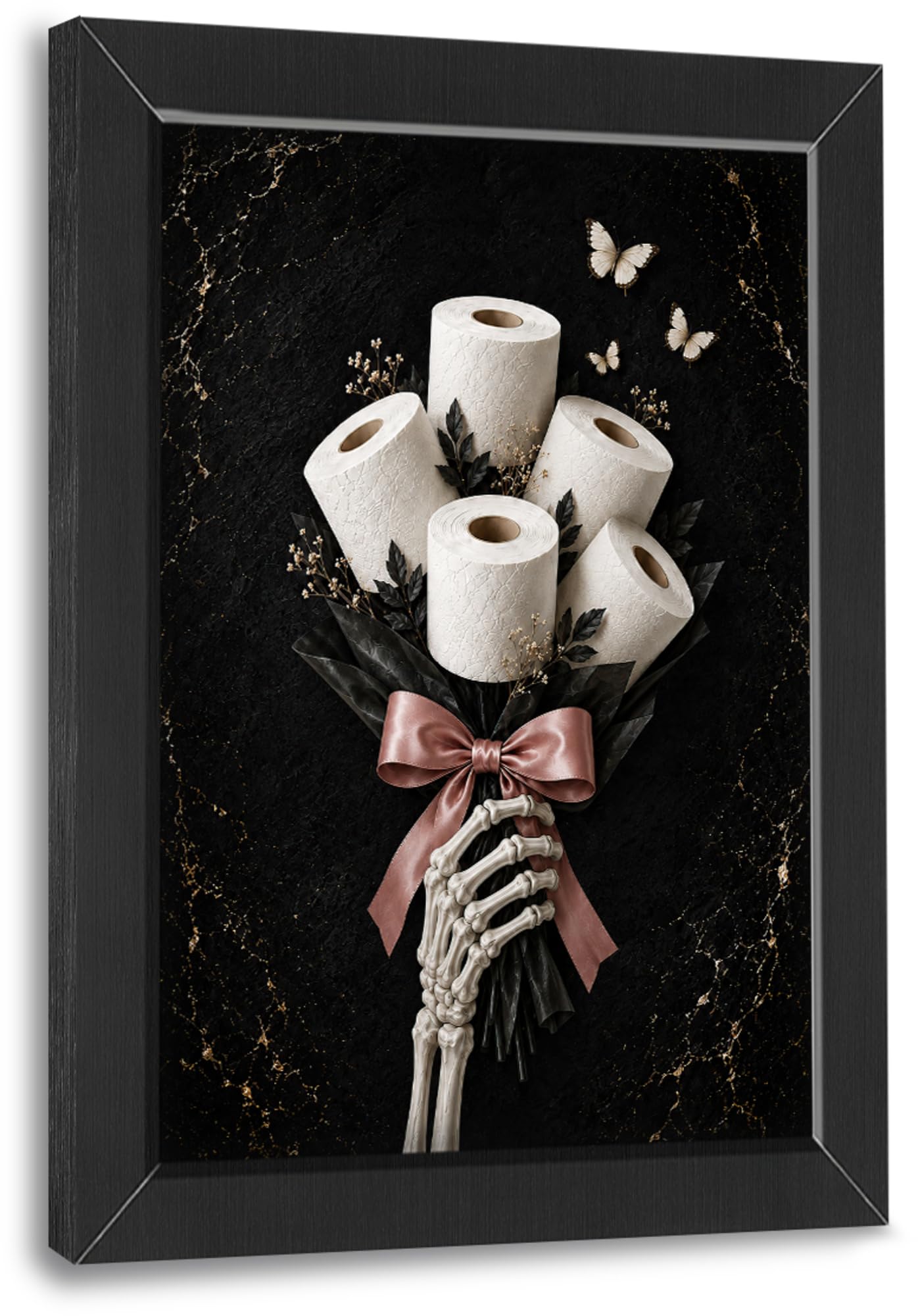 Uiamt Skeleton-Toilet Skeleton Hand Wall Art Pictures Decor Gothic Bathroom Artwork 12"X16"
