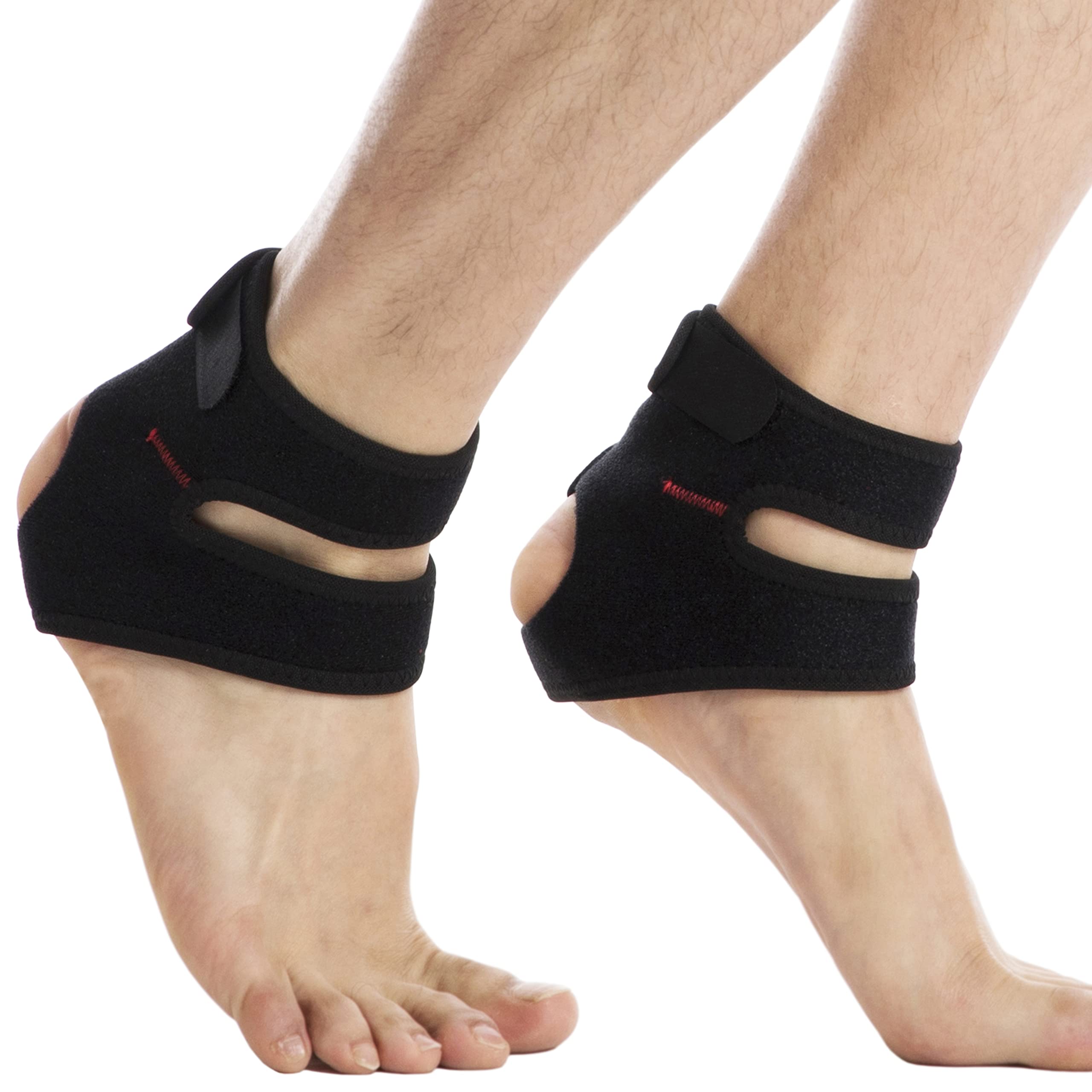 HiRuiAnkle Brace Ankle Support for Men Women, Adjustable Ankle Wraps Ankle Stabilizer for Sports Protection Running Basketball Arthritis Sprain, Breathable (One Size, Black, 2-Pack)