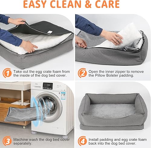 Miniatura 6 de Cama para perro, camas ortopédicas para perros extra grandes. Sofá de espuma con funda de cama extraíble lavable, sofá inferior antideslizante,