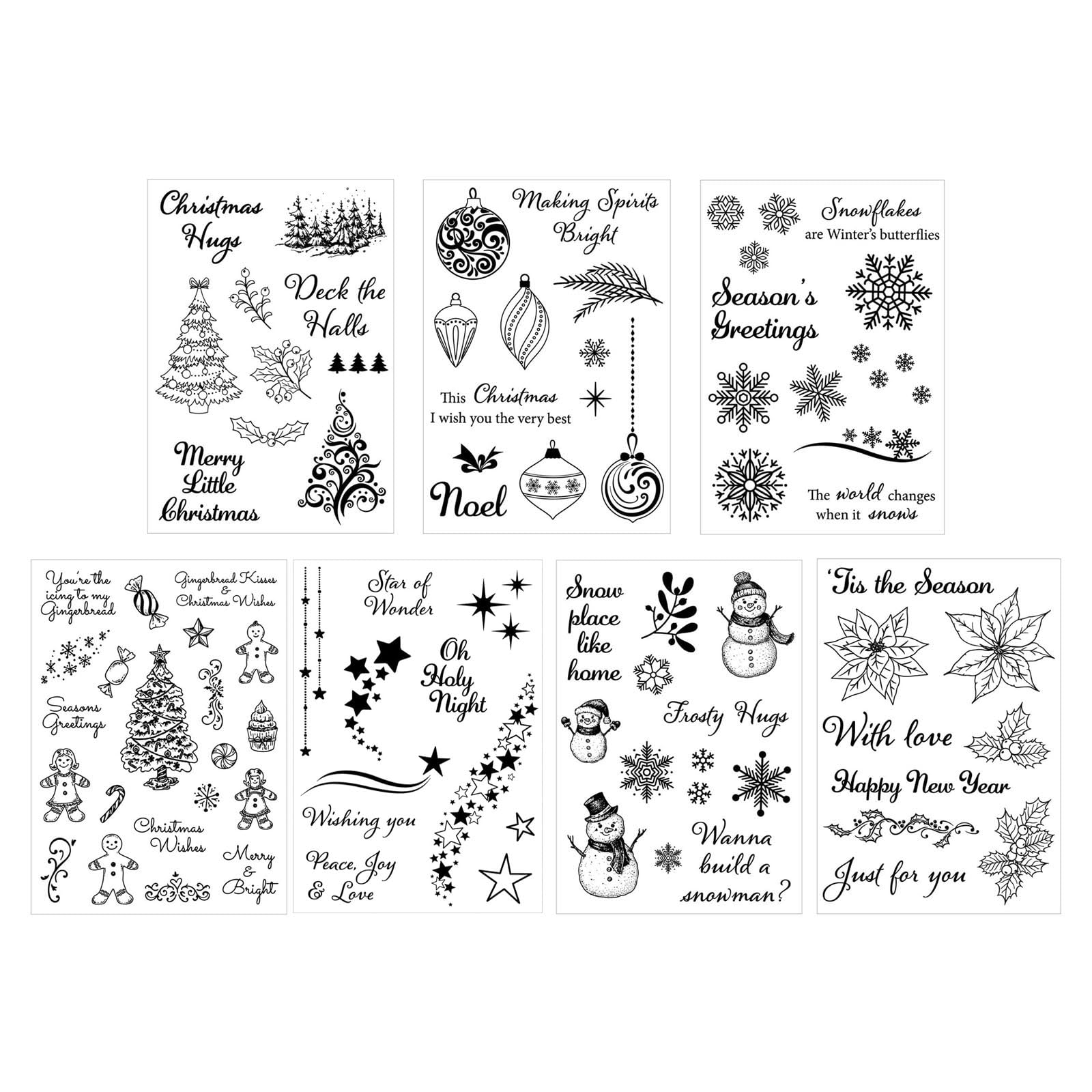 7Pcs Christmas Themed Clear Silicone Stamper Journaling Stamping Tool for Scrapbooking Card Making Journal Photo Album Christmas Stampers for Kids