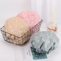 Vista 52 de Tbestmax Gorros de ducha para mujeres y niñas de larga duración, reutilizables, impermeables, gorro de baño, doble capa impermeable, 4