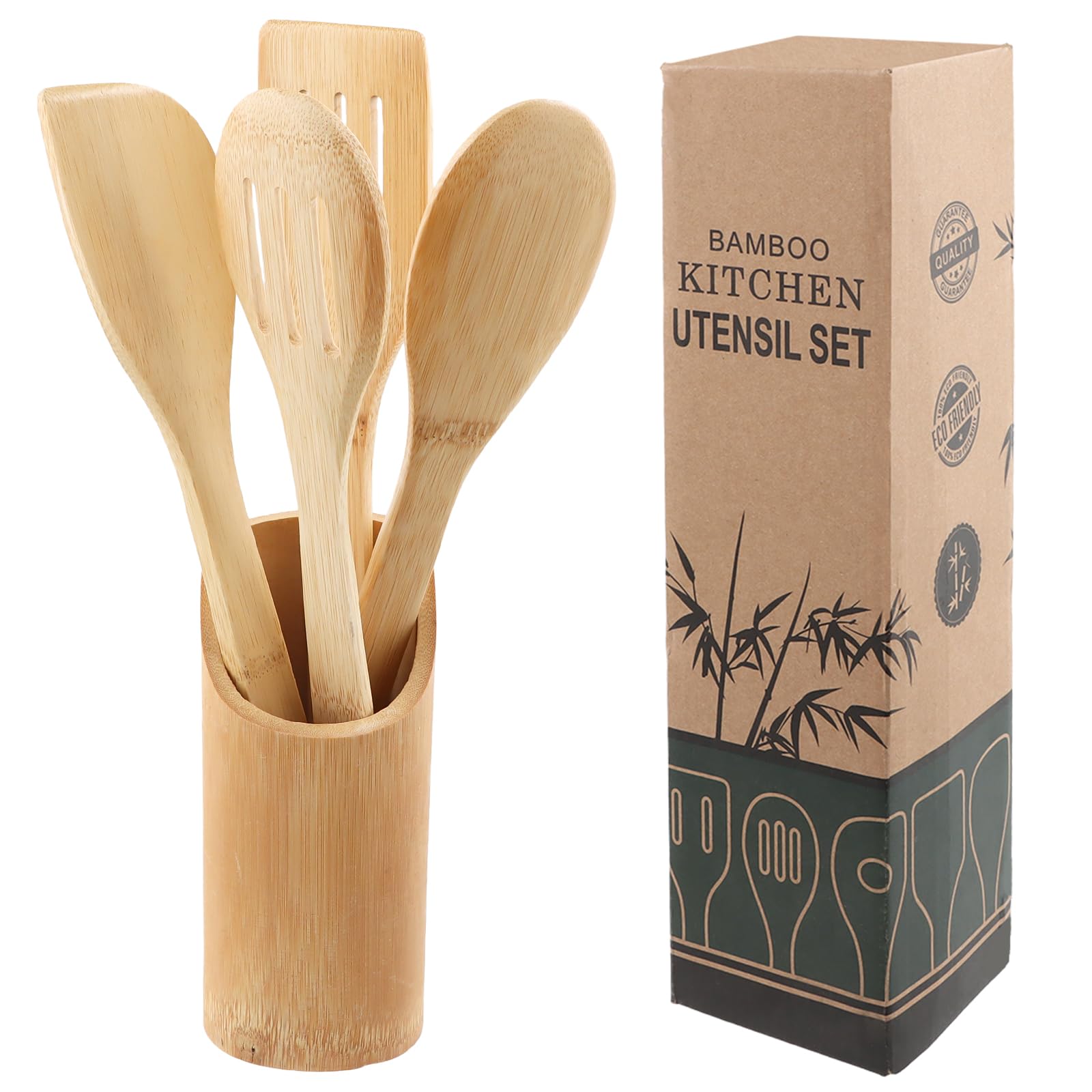 Utensili Da Cucina Della Cucina: Spatole Di Legno, Cucchiai, Taglianti Verro a Pezzi Immagine