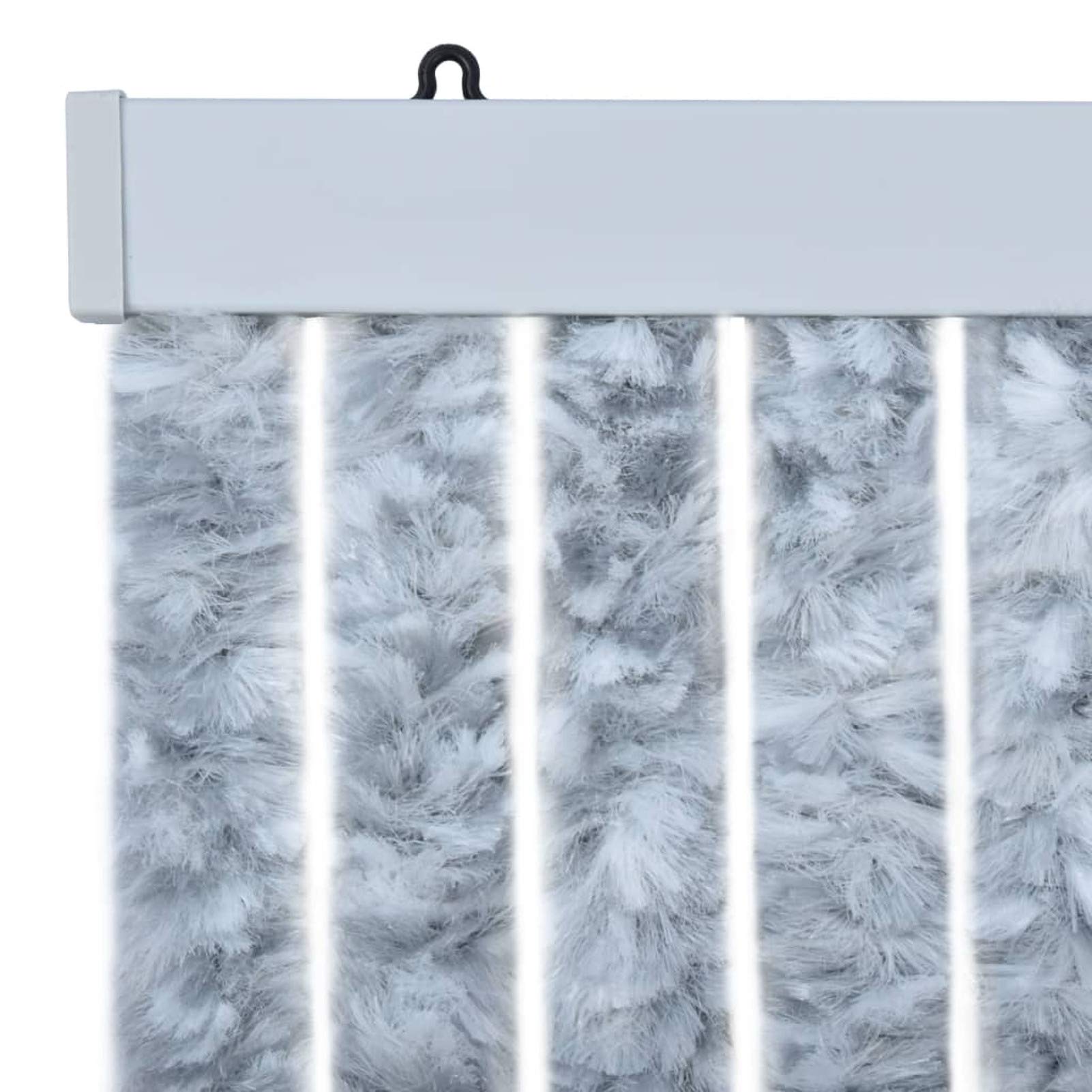 Tidyard Moustiquaire Rideau de Porte Protection Contre Insectes Anti-Moustique Mouche Caravane Blanc et Gris 56x200 cm Chenille