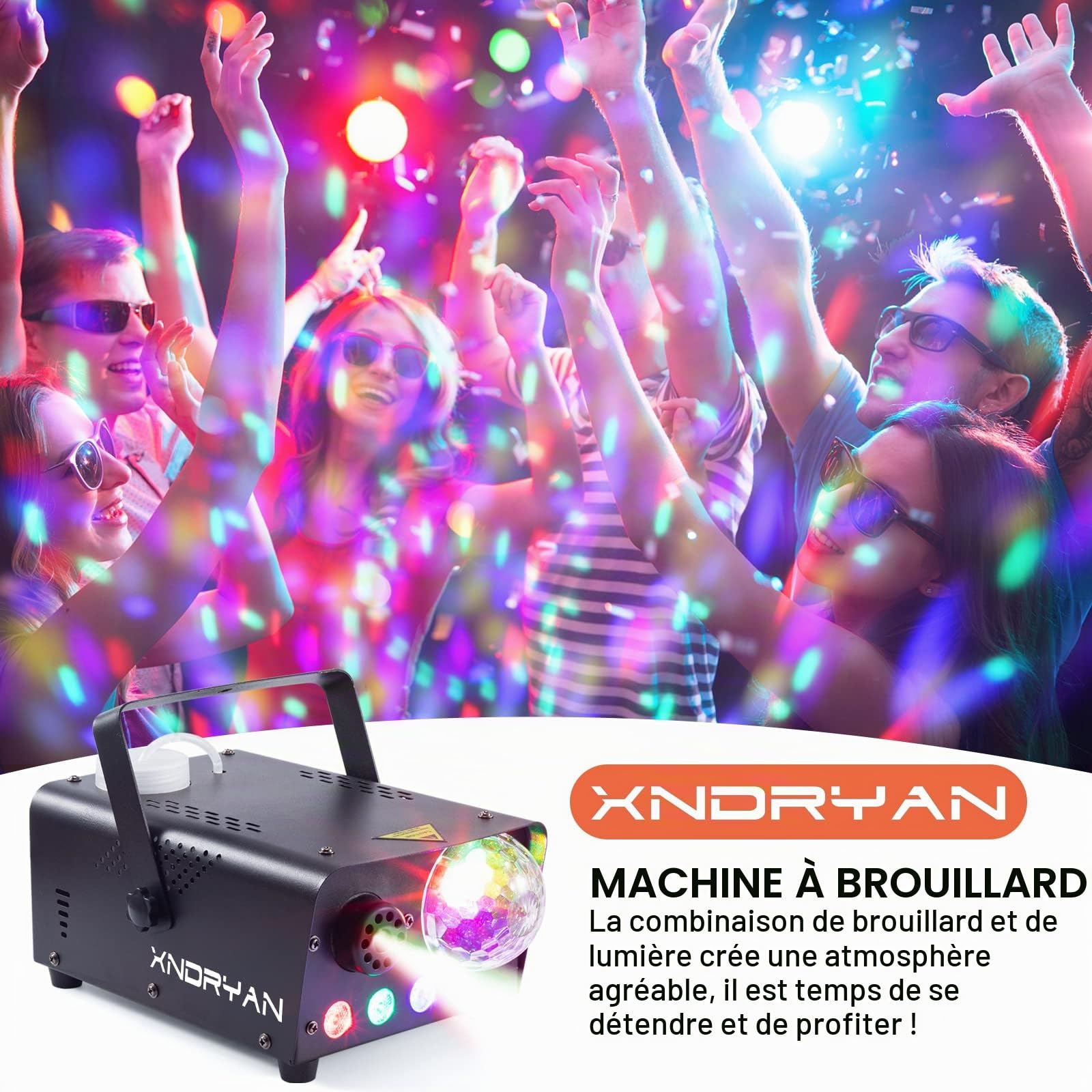Machine à Fumée, 600W Machine à Brouillard avec Boule Disco, Fumée Halloween Professionnelle avec Fonction Auto-Spray, énorme Brouillard Parfait pour Fêtes, Mariages, événements DJ, Halloween