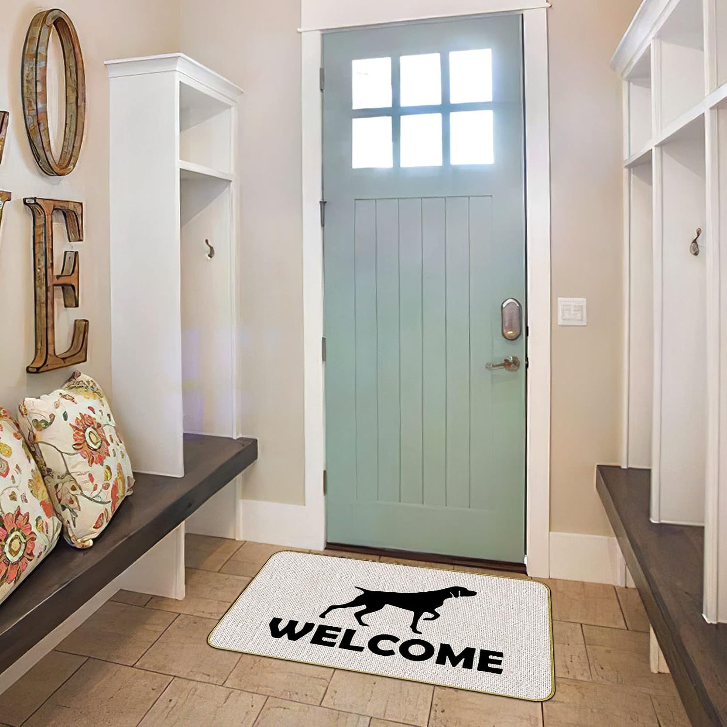 Mingnei Welcome German Shorthaired Pointer Dog Doormat Door Mat for Home Entrance, German Shorthaired Pointer Dog Lover Floor Mats for House Front Outdoor Outside Entryway Rug 30 x 17 Welcome Mat