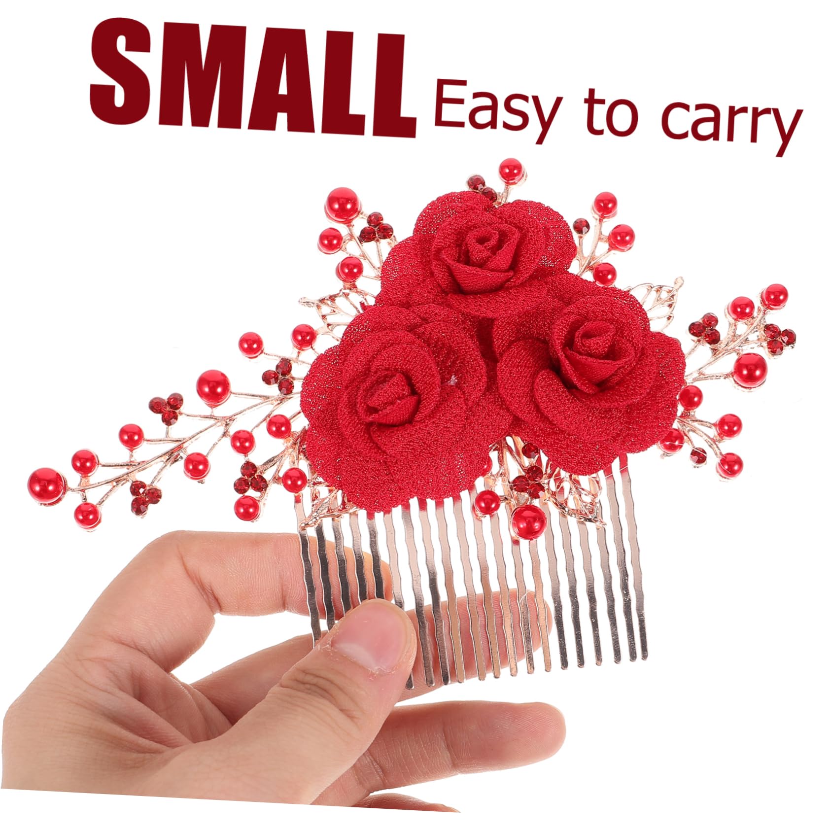 FRCOLOR Haarkamm Mit Rose 4 Rote Haarstecker Haarschmuck Für Bräute Haarkamm Haarkämme Für Accessoires Kopfschmuck Braut Haarschmuck Roter