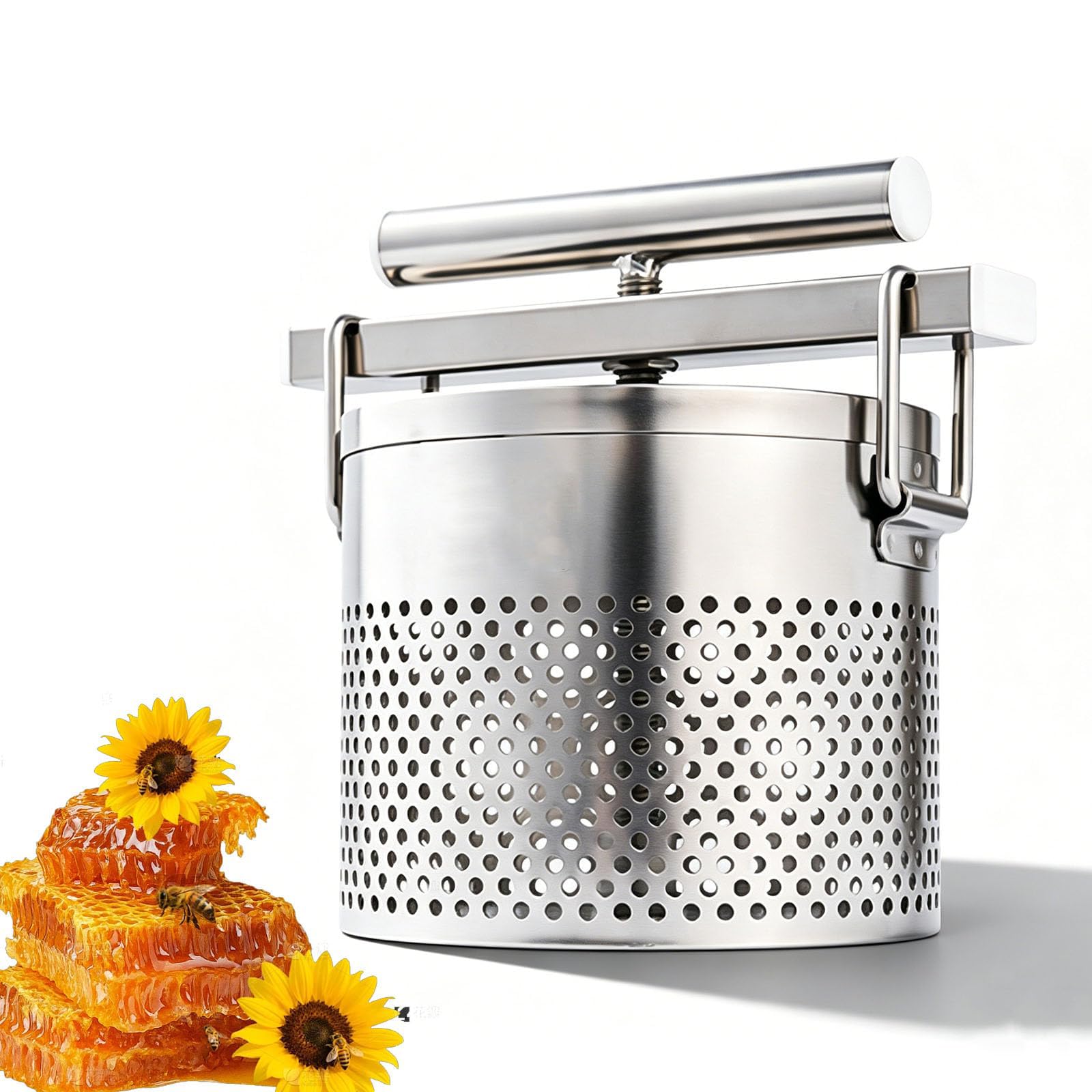 jcwwolk 1.8l Manual Honey Press Extractor, Honey And Beeswax Extractor, Stainless Fruit Wine Press, Detachable Design, For Beeswax, Honey And Fruit Wine