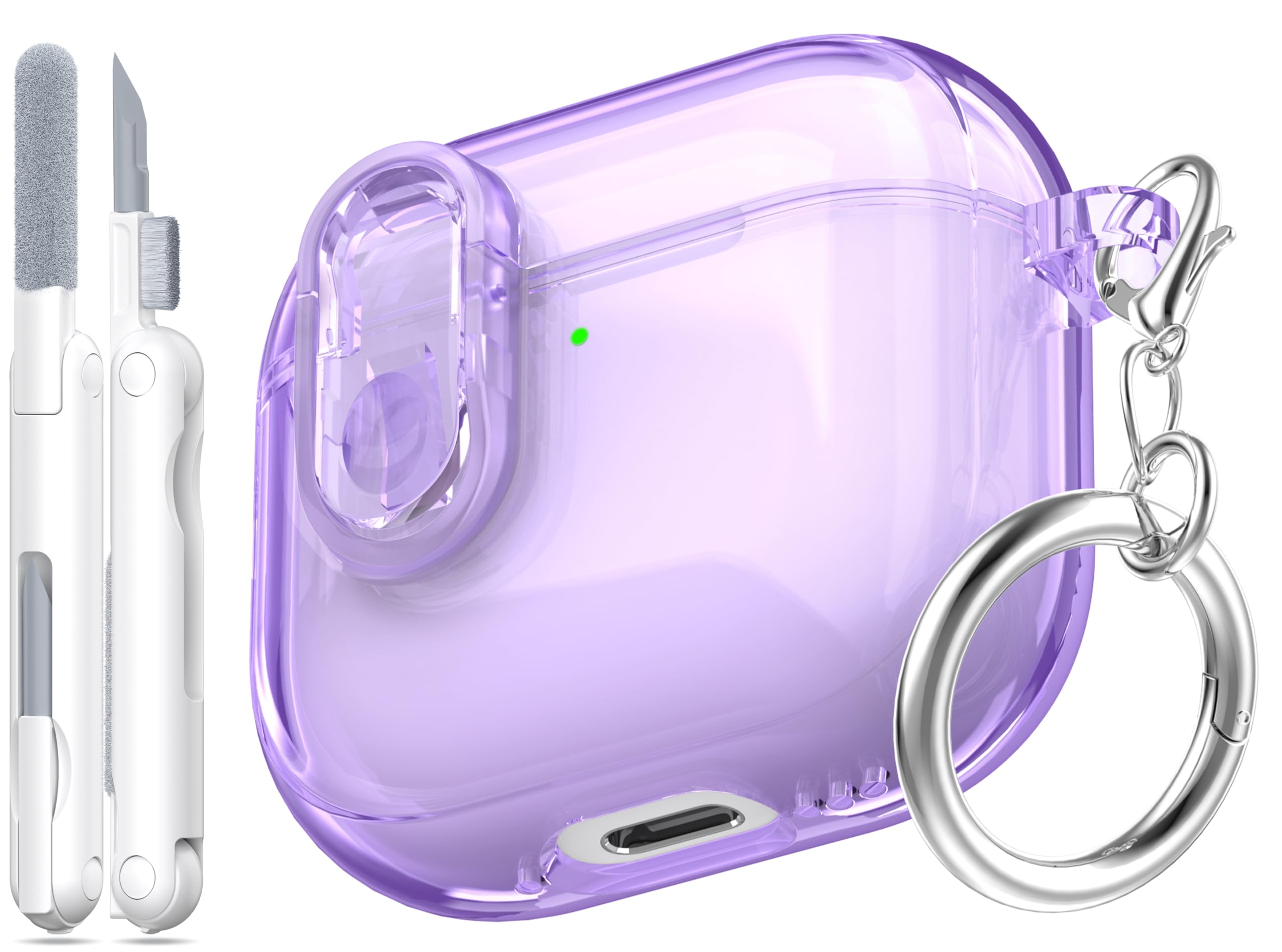 MHYALUDO for Airpods Pro 2nd/1st Generation Case Cover, Compatible with Airpods Pro Case 2nd Gen USB C Charging Port, Clear Soft Transparent Military Grade Shockproof Cover, Clear White — view 11