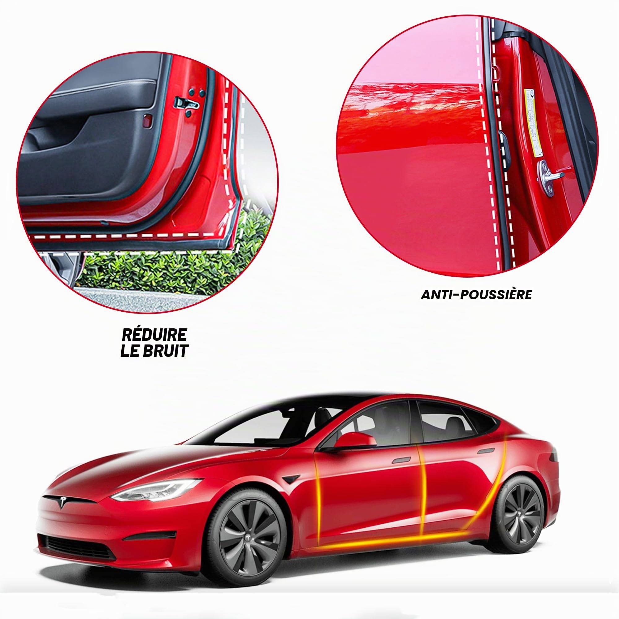 Arcoche Kit De Joint De Porte Tesla Modèle 3, Bande En Caoutchouc Insonorisée Pour Réduction Du Bruit, Bande D'Étanchéité Pour Réduction Du Bruit Du Vent Pour Modèle 3