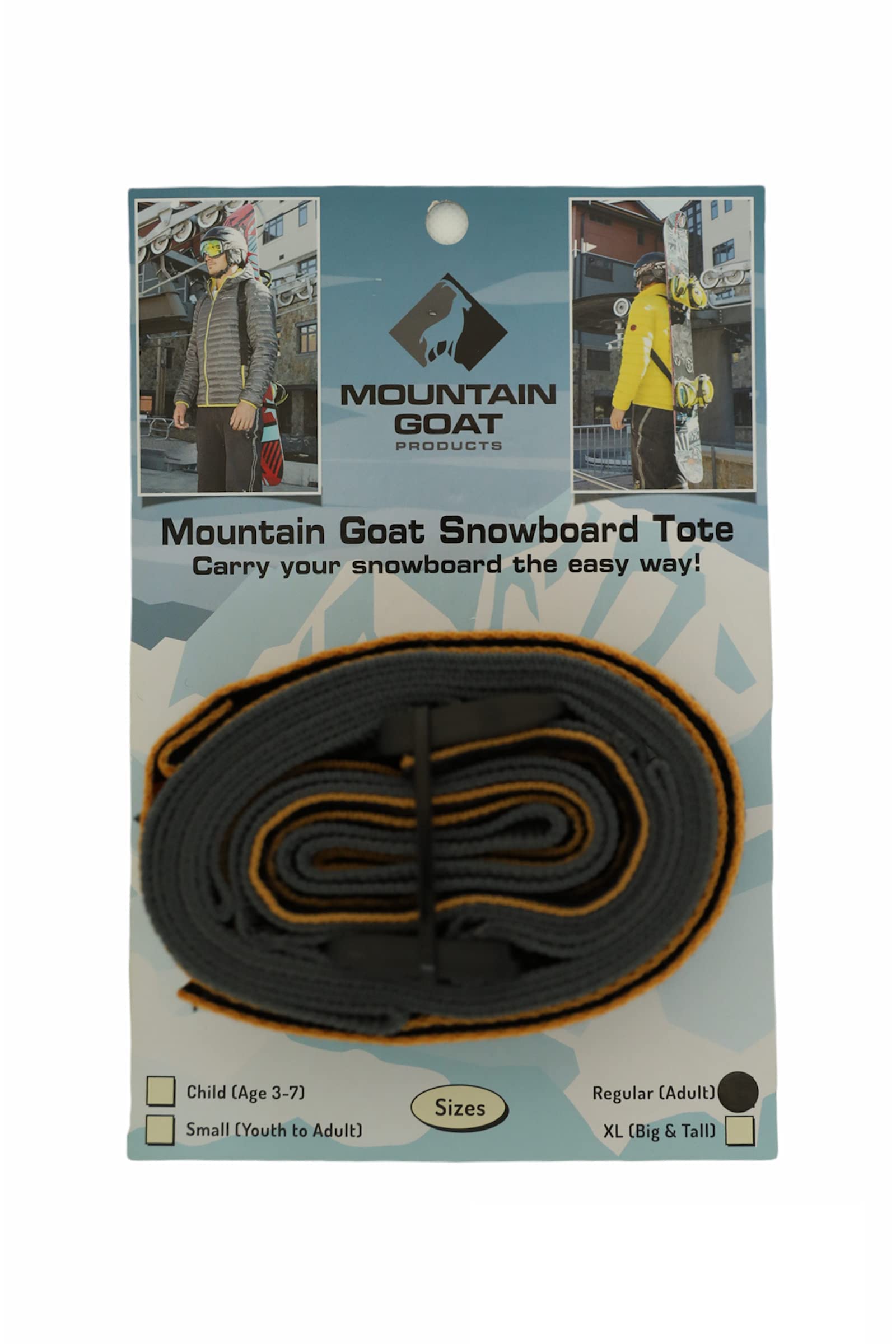 Mountain Goat Snowboard Tote Carrier Backpack Sling for Hands Free Hiking Backcountry Lightweight Ski Backpack Compact Shoulder Strap for Carrying Board Easily Transport Gear Adjustable for Adults and