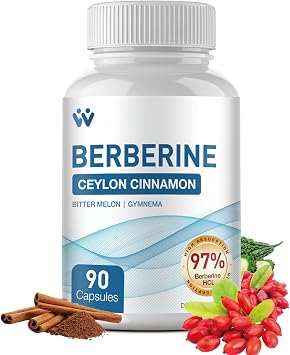 Berberine Supplement 1500mg - Berberine with Ceylon Cinnamon, Berberine HCl 97% Purity Complex Supplements, Non-GMO Vegan, 90 Capsules