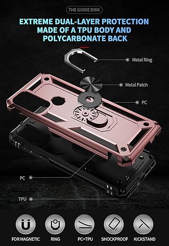 Miniatura 6 de Funda de grado militar para Motorola Moto G Play 2023, anillo giratorio de metal 360 grados, soporte de soporte, armadura, resistente a prueba de