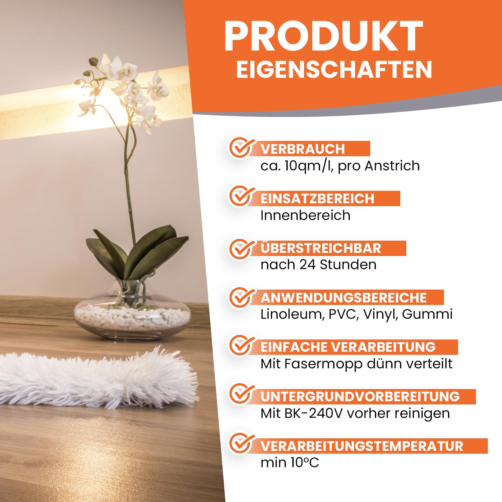 BEKATEQ BK-250V uszczelnienie podłogowe, 10 litrów, bezbarwne, jedwabiście matowe uszczelnienie do CV, PCW, gumy, linoleum, podłogi z żywicy epoksydowej, jednoskładnikowa powłoka do elastycznych i twardych wykładzin podłogowych