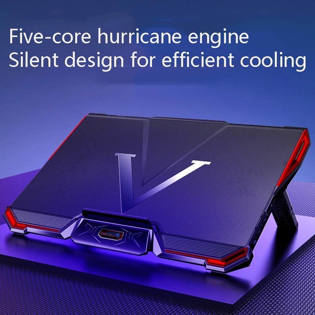 Base di raffreddamento da Gaming Pad Di Raffreddamento Per Laptop Doppia Porta USB Ad Altezza Regolabile Per Da 12-17 Pollici -5 Ventole Ultra Silenziose Alte Prestazioni per PC Notebook