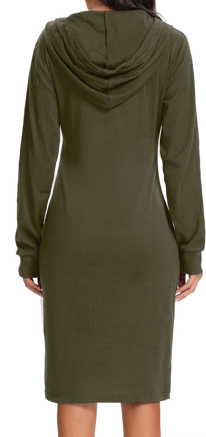 Kimmery Long Sleeve Dress for Women Lightweight Kangaroo Pocket Hoodie Dress Fall Sweatshirts for Women - Image 4