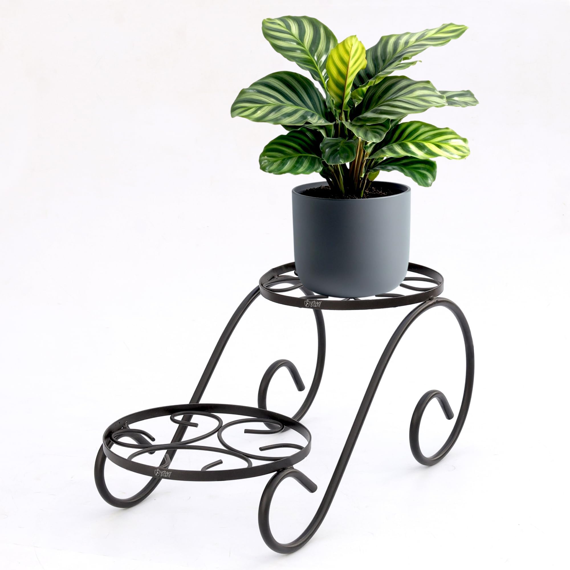 Urban Plant Twinset Stand for Plants Decorative Iron Planter Stand for Potted Plants, Flowers, Ornaments, Standard Metal, Indoor and Outdoor Use