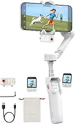 Hohem Estabilizador iSteady V3 Ultra Gimbal para Smartphone, Gimbal de telefone com rastreamento de IA, controle remoto removível com tela sensível ao toque de 1,2 polegadas, haste de extensão e tripé