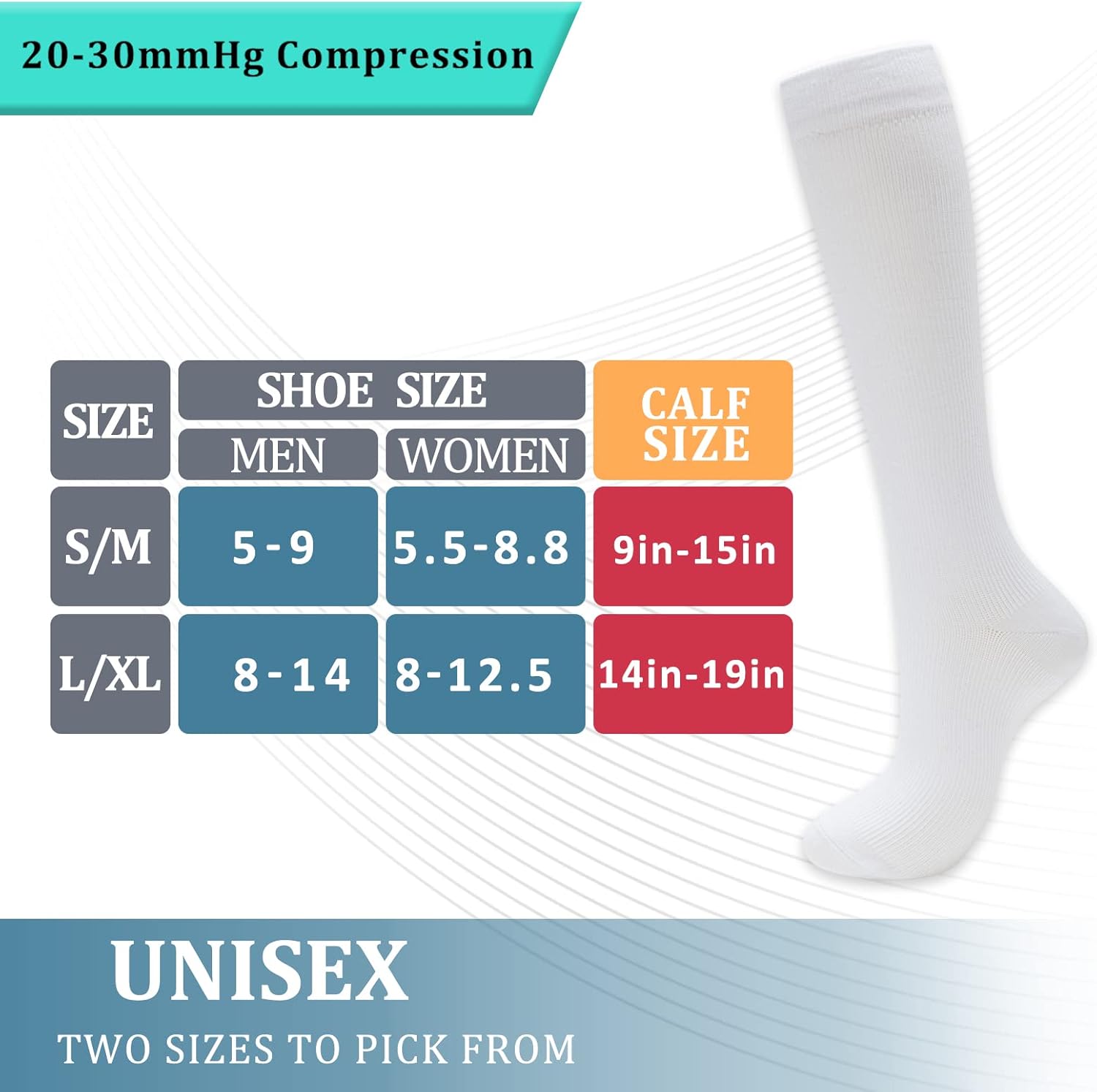 Miniatura 2 de fenglaoda Calcetines de compresión para mujeres y hombres 20-30 mmHg para enfermeras embarazadas médicos correr viajes atléticos
