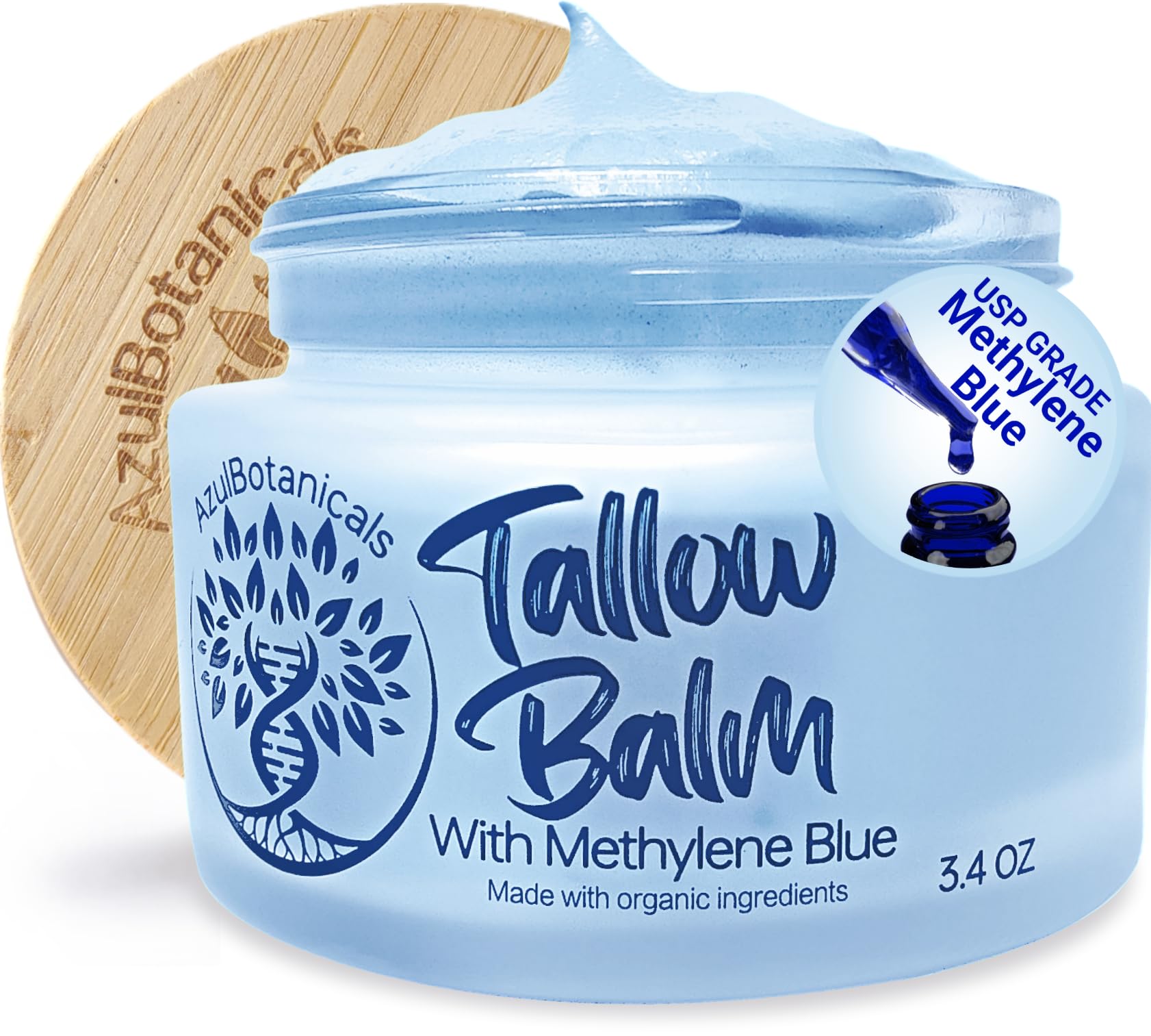 Methylene Blue Infused Whipped Grass Fed Beef Tallow Balm, Anti-Aging, Moisturizer, Stretchmarks, Rosacea, Psoriasis, Eczema