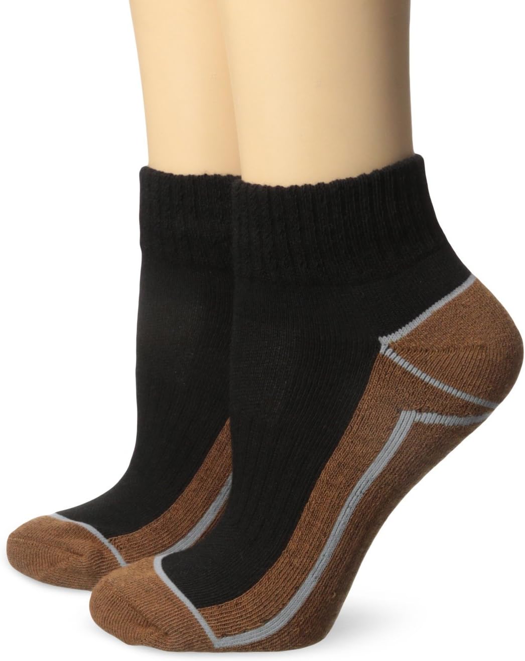 Copper Sole Women's Athletic Ankle Socks, Black/Grey, 9-11 Sock/4-10 Shoe, 2-pack