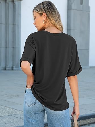 ANRABESS Women Oversized T Shirts Short Sleeve Summer Casual Loose Top Basic Tee with Pocket