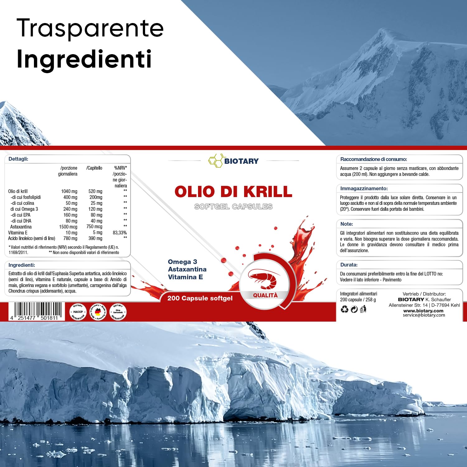 Olio di krill 140 capsule softgel da 1040 mg | dosaggio elevato 400 mg di fosfolipidi / 50 mg di colina | incluso portapillole | omega 3 | astaxantina, vitamina E, testato in laboratorio