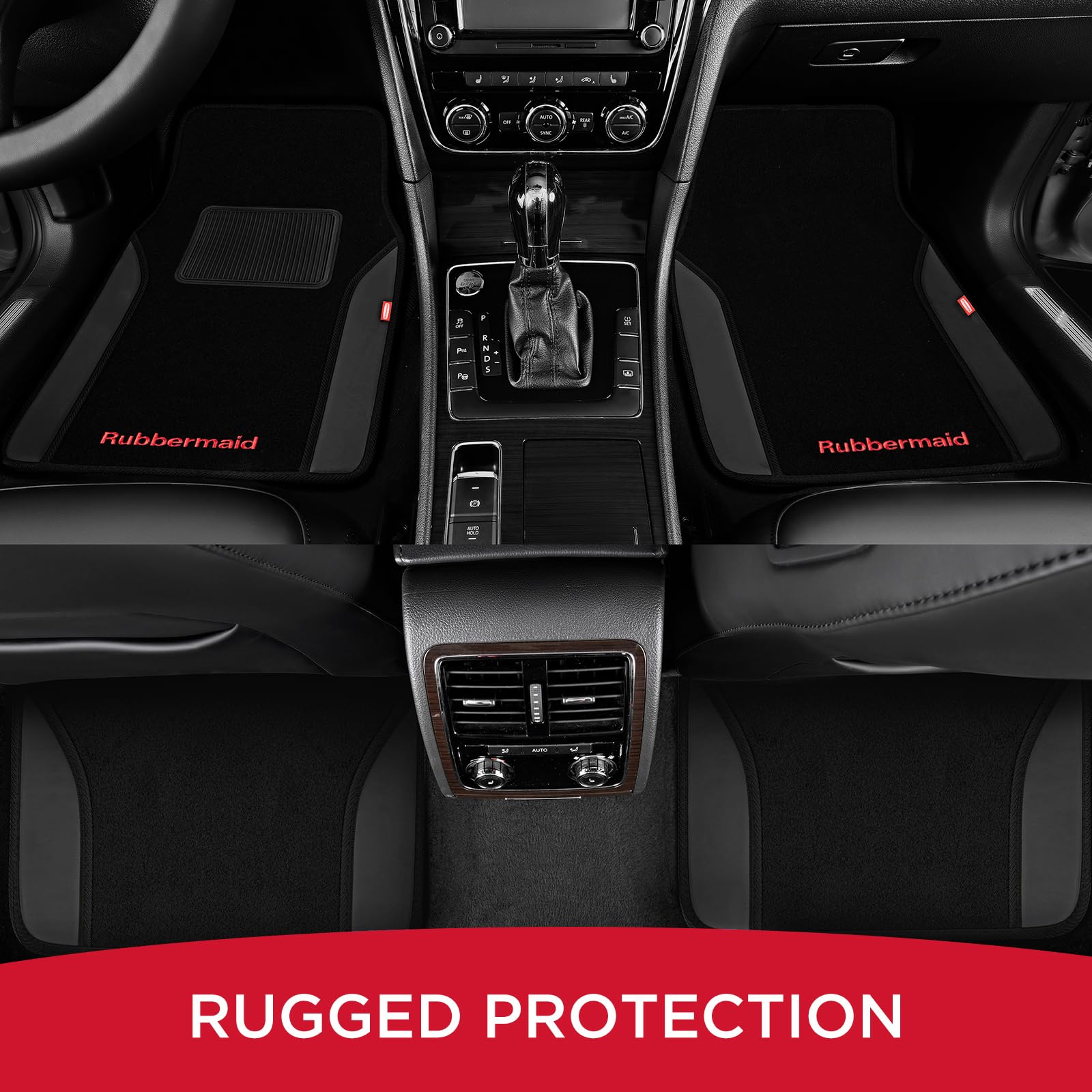 Rubbermaid Car Mats Carpeted Floor Car Mat with Faux Leather Built-in Heel Pad Two-Tone Car Rug Floor Mats — view 7