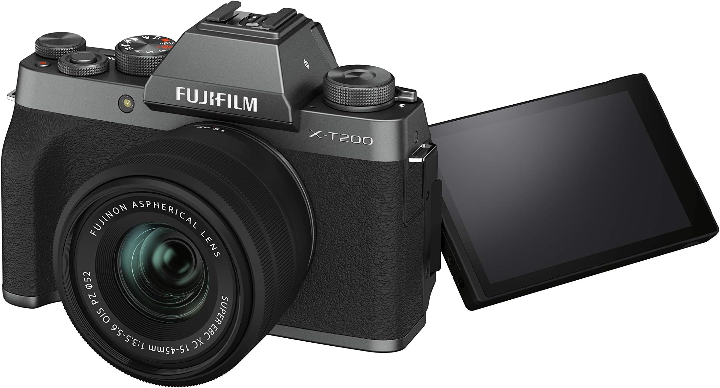 Fujifilm X-T200 Mirrorless Digital Camera, Dark Silver with Fujinon XC15-45 mm Optical Image Stabilisation Power Zoom Lens kit