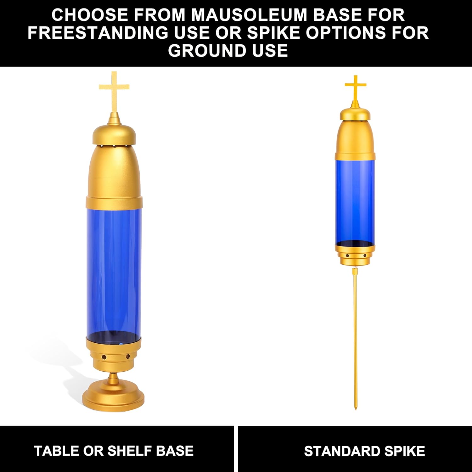 Cemetery Light Candle Holder, Memorial Candle, Grave Vigil Light Holder,Anodized Aluminum Eternal Light Dome Memorial Light Grav Lamp, Gold Blue - Image 6