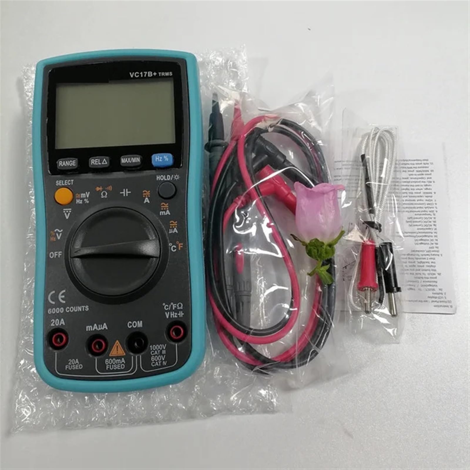 Tester tranzystorów i kondensatorów Lcr Esrmeter VC17B+ cyfrowy multimetr 6000 zliczeń multimetr multitester cyfrowy profesjonalny Dla indukcyjności i pojemności