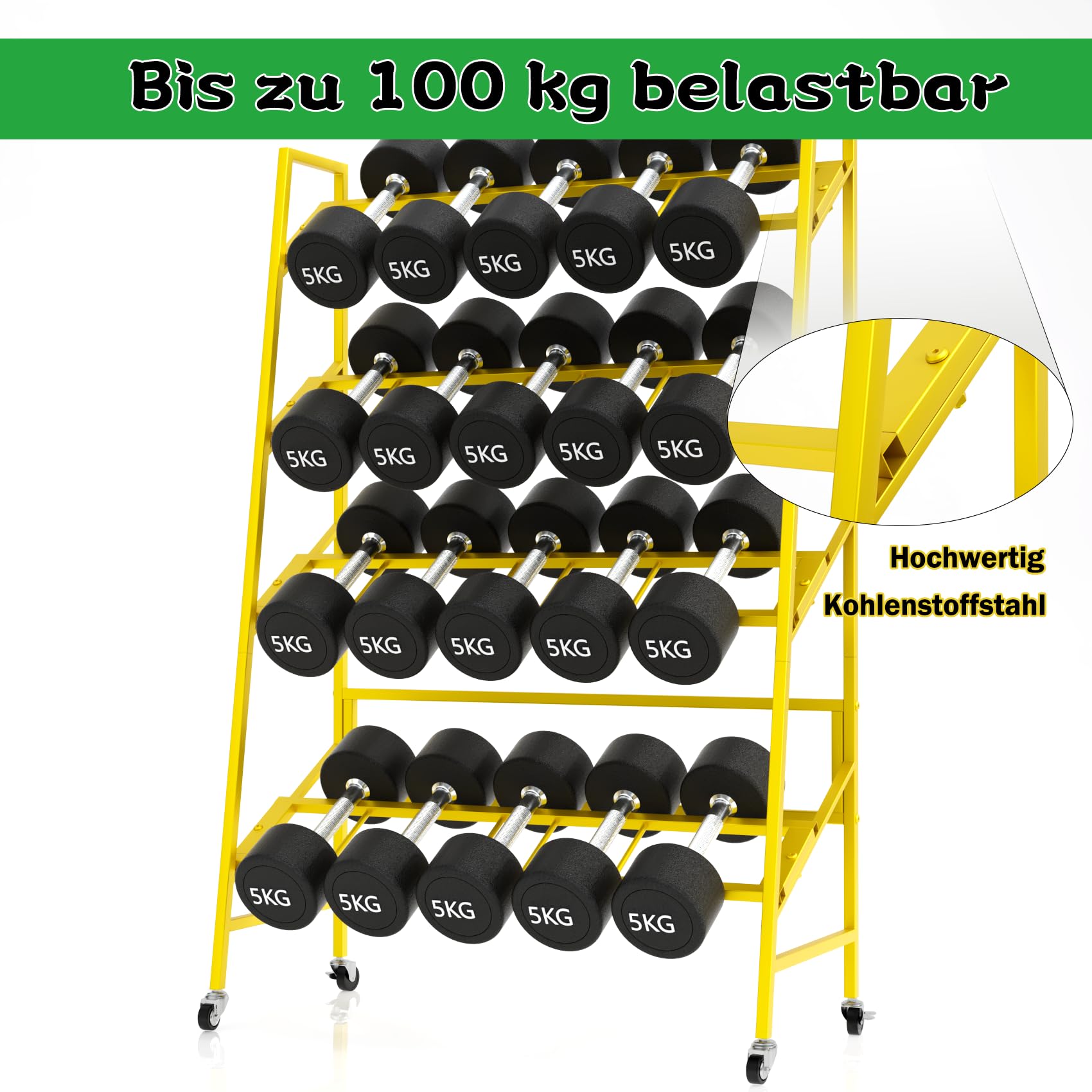 Blumenständer, 4-stöckig, Metall-Pflanzenständer mit 16 Kunststoff-Blumeneimern, beweglicher, robuster Blumenwagen, Blumenregal für drinnen und draußen, Terrasse (black)