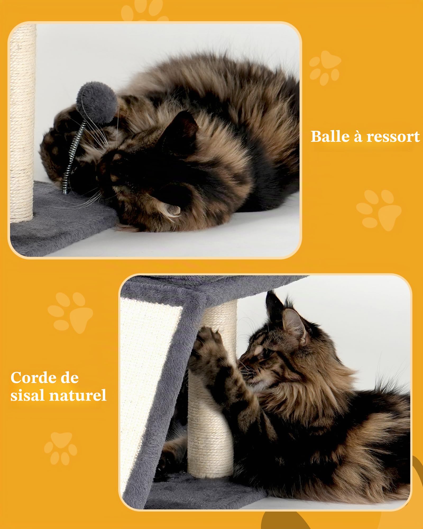 Aechonow Arbre à Chat pour Gros Adulte Chat, Grande Plate-Forme de Tour, Grimper griffoir en Sisal, Maison d'intérieur Gros pour Chat Vieux, Gris Foncé