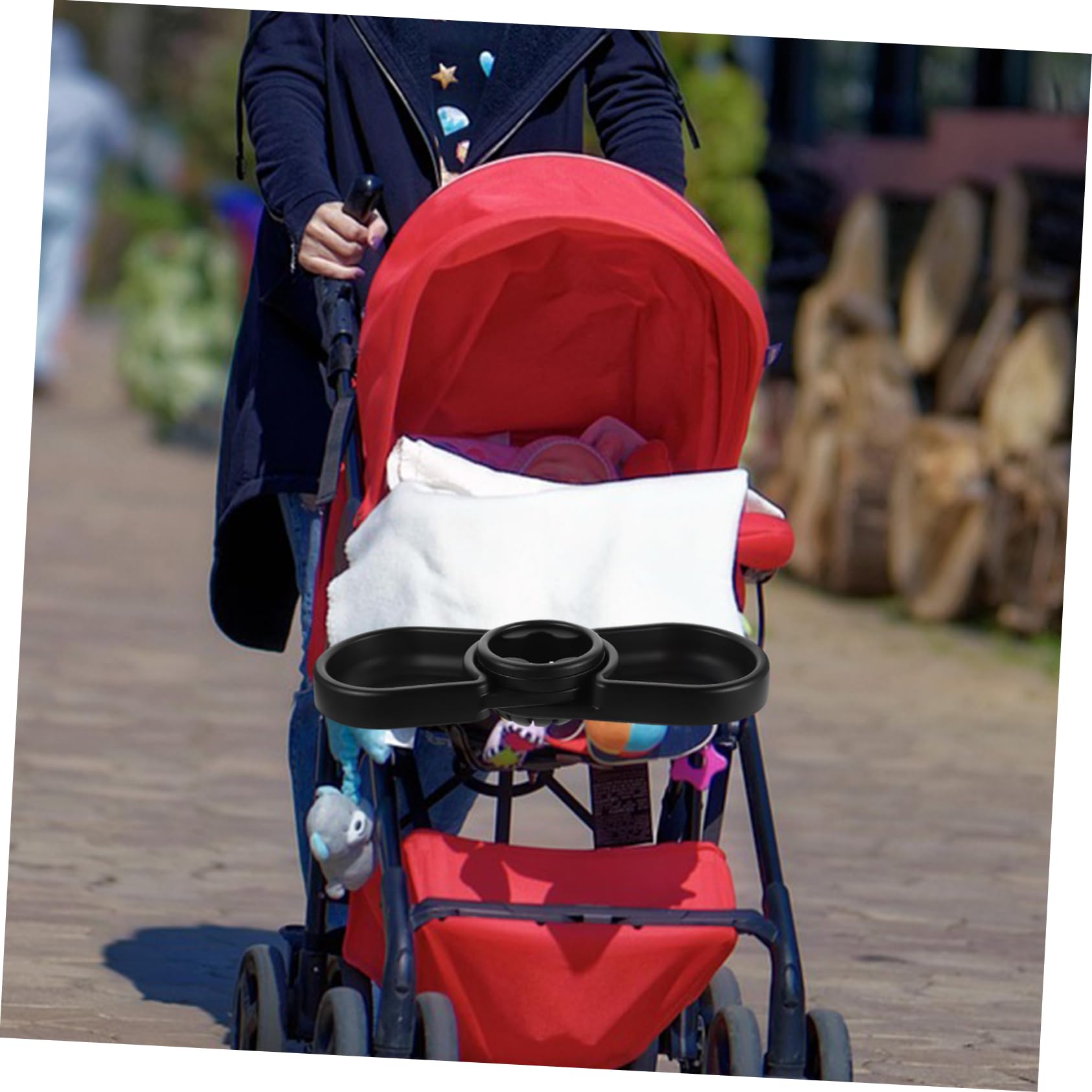 Mikinona Plateau de Collation pour Poussette Plateau Déversement avec Porte Gobelet Détachable Accessoire Pratique et Hygiénique pour Garçon Fille