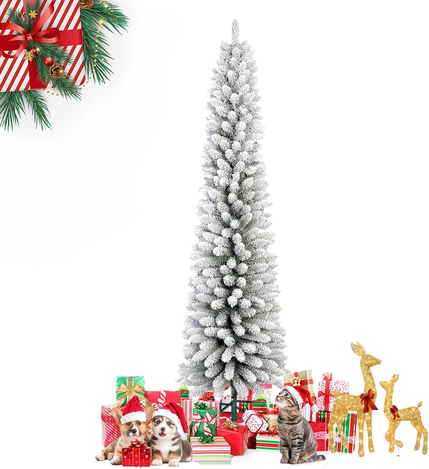 人工 5FT 人工クリスマスツリー 折りたたみ式 金属サポート 400 枝