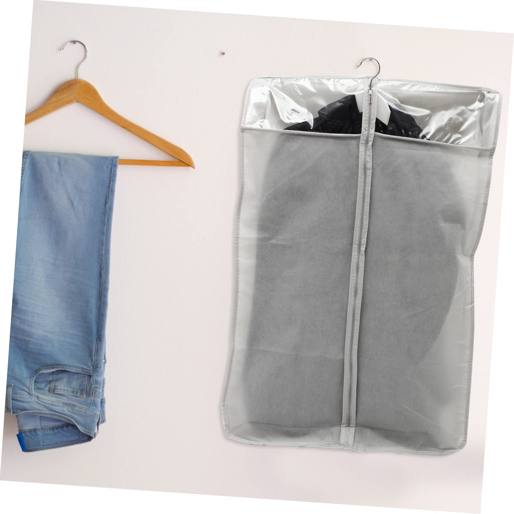 Funda para Ropa Colgante 3 Piezas de Tela No Tejida y Pvc | Transparente con Ventana, Protección contra Polvo y Humedad, Juego de Tres Tamaños para Armario