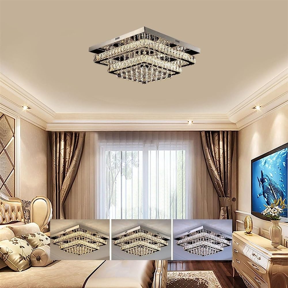 LED Deckenleuchte Mit K9-Kristallen – 36W, Dimmbar Per Fernbedienung, Für Wohnzimmer & Schlafzimmer