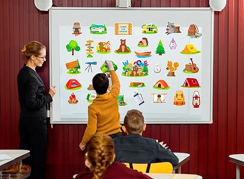 Miniatura 4 de D4DREAM Juego de decoración de tablón de anuncios de campamento para aula, 36 piezas de bienvenida de otoño, animales del bosque, osos y ardillas,