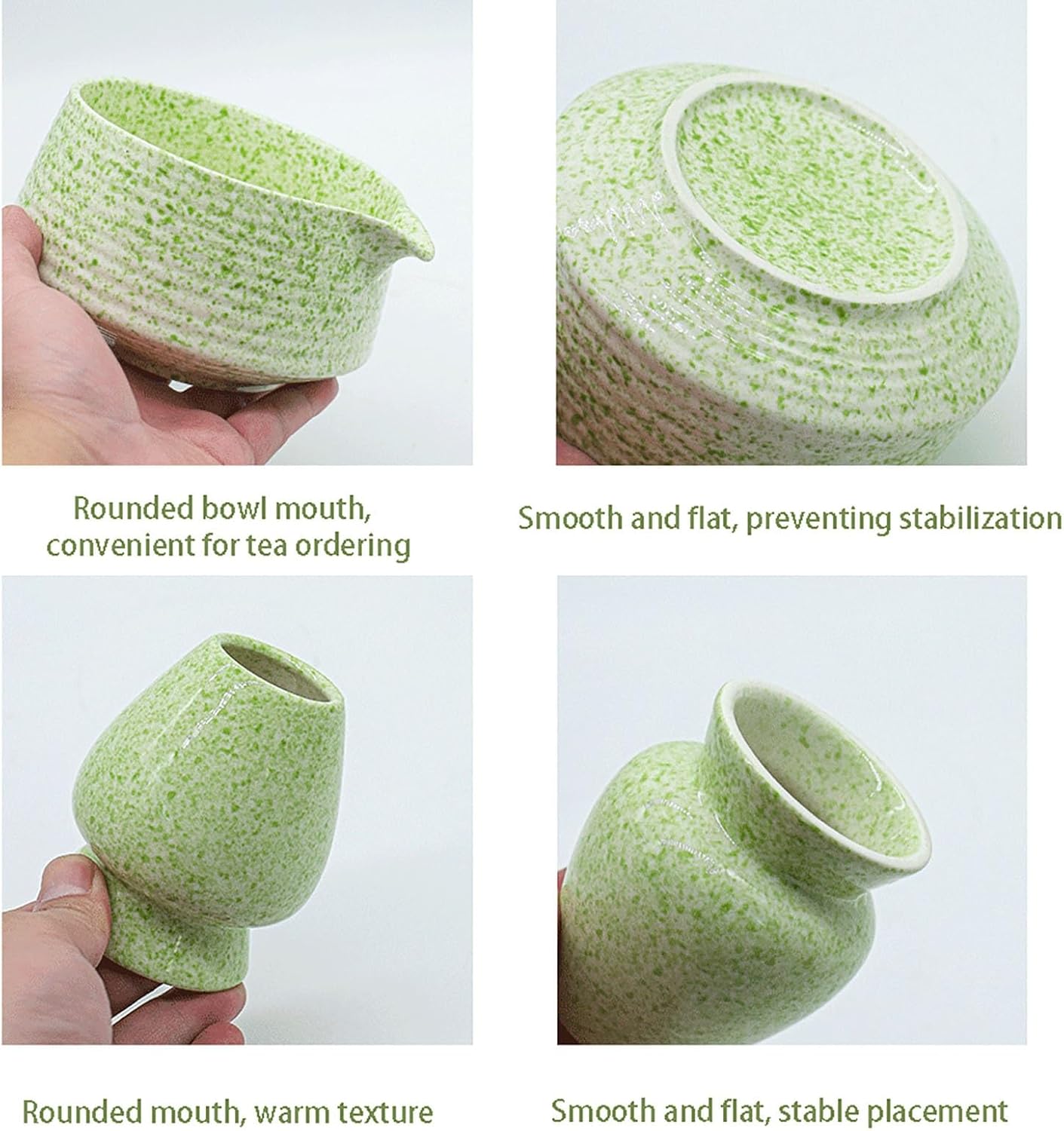 Matcha Tea Set, Matcha Whisk And Bowl, Whisk Stand (Chasen Holder), Scoop, Ceramic Whisk Holder, Handmade Ceremony Kit (7 Pcs)(C)