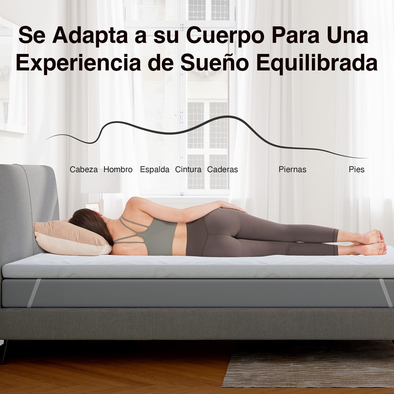 Novilla Topper Viscoelástico 150x200 5cm, Colchoncillo Espuma Gel Ventilada y Soporte, Funda Lavable y Antideslizante, Certificado Oeko-Tex, Confort Suave y Fresco