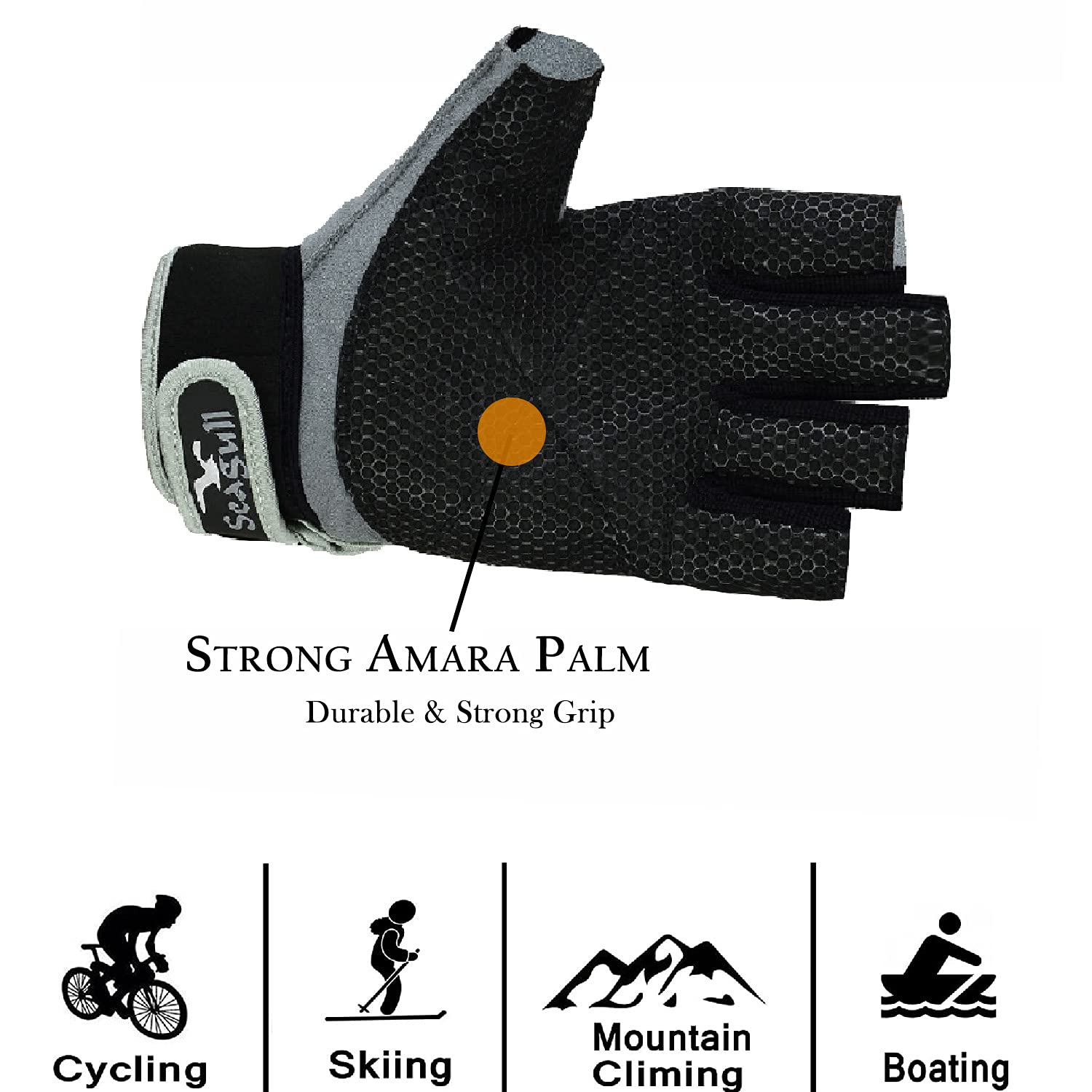 Seagull Sticky Palm - Guantes de vela para yate, barco, dedo fuerte de corte amara, talla L
