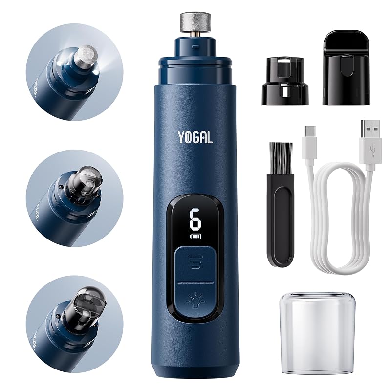 Lixadeira Elétrica para Unhas de Cães e Gatos YOGAL M06-BL, 6 Velocidades, Blue