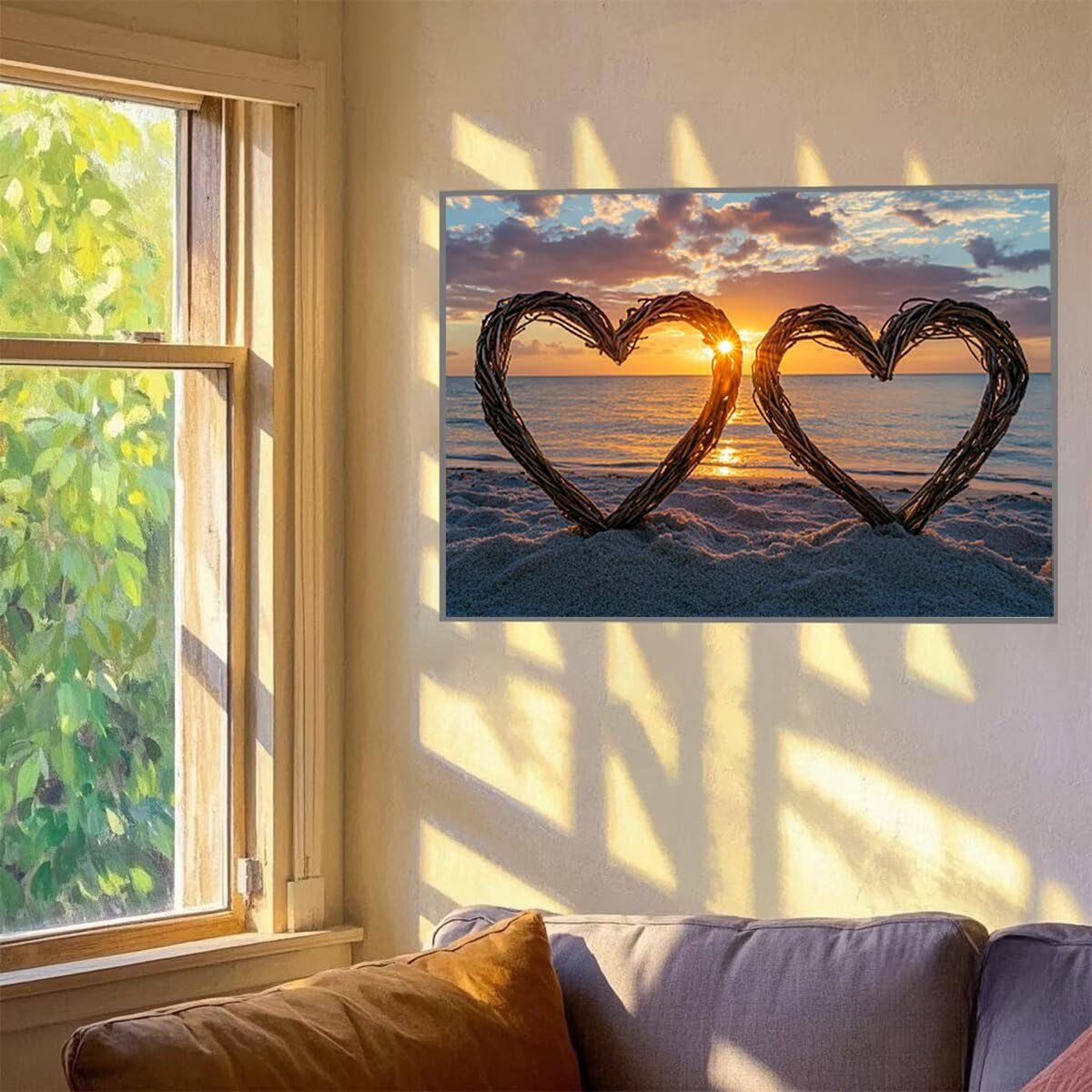 Herz Dipingere con i Numeri Spiaggia Dipingere con i Numeri per Adulti Bambini Principianti, Fai da te Paint by Numbers Kit Artigianato Hobby Adulti, La Decora la Casa 100 x 135 cm, Senza Cornice 1O-I
